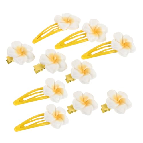 VINTORKY 10 Stück Teiliges Hawaiianische Haarspangen Plumeria Gelbe Blüten Haarklammern für Damen Fester Sitz Süßer Haarschmuck Vielseitig für Party Hochzeit Alltag von VINTORKY