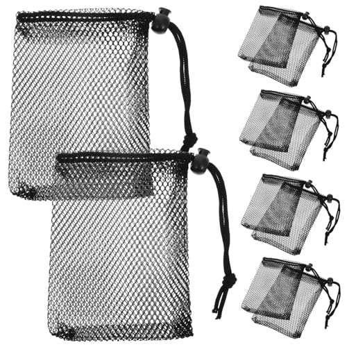 VINTORKY 10 Stück Teiliges Set Multifunktionale Kordelzug Netzbeutel Strapazierfähigem für Organisation und Aufbewahrung Atmungsaktive Taschen Schwarz für Strand Sport und Reisen von VINTORKY