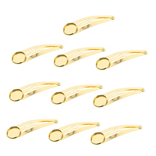 VINTORKY 10 Stück Snap Haar Clip Haarspange Selbstgemacht Zubehör Für Kopfschmuck Basteln Druckknopf Haarnadel Für Kinder Und Damen Gold 12mm Bastelbedarf Für Haarschmuck von VINTORKY