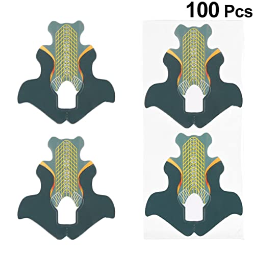 VINTORKY 100 Stück Fishtail Nagel Kunst Papiertrays Nagelverlängerungs Sticker für Diy Maniküre Zubehör für Salon und Zuhause Grün von VINTORKY