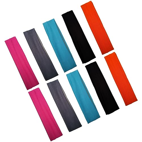 VINTORKY 10er-pack Dehnbare Kamm-stirnbänder für Frauen Sport-haar-stirnband für Yoga Laufen Workout Pilates 2 Stück Pro Farbe von VINTORKY