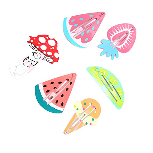 VINTORKY 12 Stück Cartoon Haarklammern Niedliche Haarclips für Mädchen Bestehend aus Eiscreme und Obstdesigns Erdbeere Wassermelone Pilz Haaraccessoires für Feste von VINTORKY