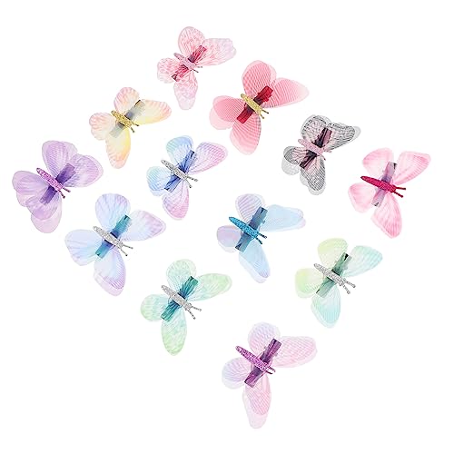 VINTORKY 12 Stück Teiliges Tüll Schmetterlings Haarspangen für Mädchen Zauberhafte Haarschmuck Accessoires für Partys und Fotoshootings Rutschfest und Langlebig von VINTORKY