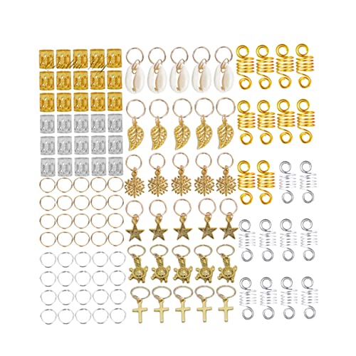 VINTORKY 120 Stück Teiliges Dreadlock Ring aus Metall Holed Out Haarschmuck für Zöpfe Dekorative Haarringe Kreuz und Schildkrötendesign für Kreative Frisuren von VINTORKY