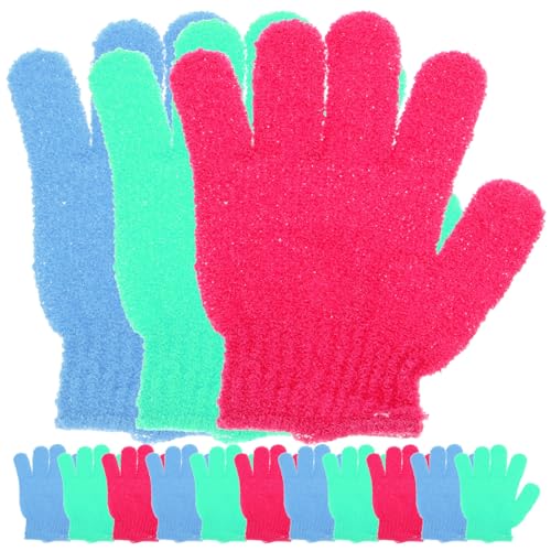 VINTORKY 14 Stück Teiliges Peeling Handschuhe für Exfolierende Duschhandschuhe Bunten Farben für Körperpflege Rückenschrubber und Massage für Männer und Studenten von VINTORKY
