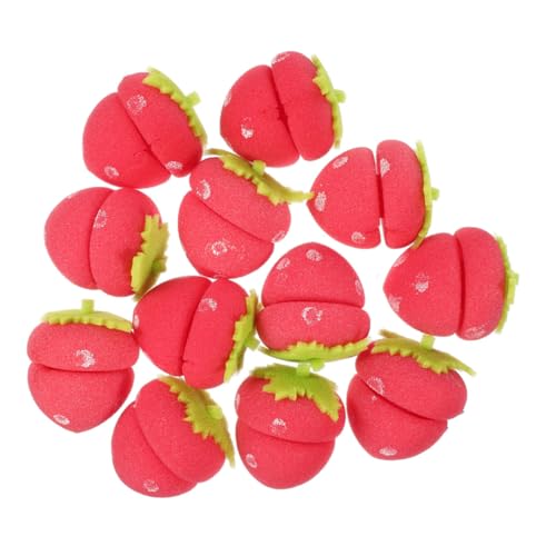 VINTORKY 18 Stück Teiliges Heatless Curling Weiche Leichte Schwamm Haarwickler in Erdbeerform Schonendes Styling über Nacht für Frauen Kompakte Tragbare Lockenwickler für Reise und Alltag von VINTORKY