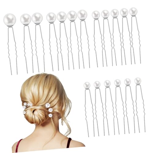VINTORKY 18stücke Perlen Haarnadeln U-förmige Haarspangen Mit Perlen Haargabeln Für Dutts Und Hochsteckfrisuren Für Frauen Modeschmuck Haarstylingnadeln von VINTORKY