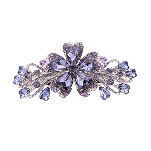 VINTORKY Haarnadel Mit Federschnalle Haarspange Für Frauen Blumen-design Mit Strass Pferdeschwanz-halter Täglicher Kopfschmuck Leicht Zu Befestigen von VINTORKY
