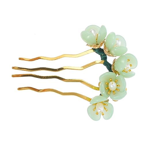 VINTORKY 1stk Haarnadel Rosenbrosche Spiral- Haarband Antikes Haarstyling-zubehör Haarschmuck Haar-edelstein-stempel Haarstäbchen Hanfu-kopfschmuck Alte Designstöcke Eisen Green von VINTORKY