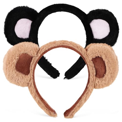 VINTORKY 2 Stück Bärenohren Stirnband Plüsch Haarband Weiches Gesichtswäsche Haarband für Erwachsene Cosplay Party Foto Requisite Niedliches Tierhaarband von VINTORKY