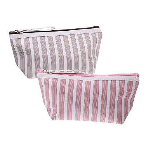 VINTORKY 2stücke Reise-Kosmetiktasche Praktische Toilettentasche Für Damen Tragbare Make-up-Tasche Mit Reißverschluss Große Aufbewahrung Für Kosmetik Und Pflegeprodukte Und Braun von VINTORKY