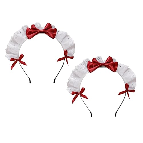 VINTORKY 2stücke Lace Bow Hair Hoops Cute Cosplay Kopfschmuck Für Mädchen Lolita Stil Haarschmuck Attraktive Kopfbedeckung Aus Weichem Für Partys Und Mottos von VINTORKY