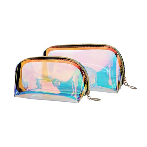VINTORKY 2 Stück Iridescent Kosmetiktasche wasserdichte Toilettentasche für Reisen Semitransparentes Design für Kosmetik Toilettenartikel für Damen Unterwegs von VINTORKY