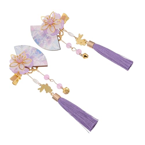 VINTORKY 2 Stück Japanischer Haarclip Fächerform mit Quasten und Perlen Haarschmuck Damen für Hochzeit Party Alltag Eleganter Japanischer Stil von VINTORKY