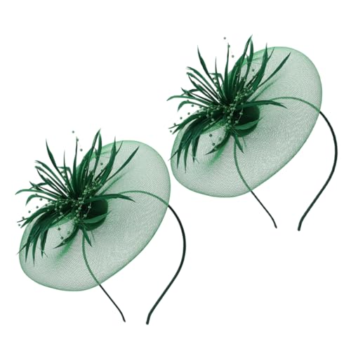 VINTORKY 2 Stück Mesh-feder-kopfschmuck Teepartyhüte Für Frauen Teehüte Für Frauen Tea-party-kleid Haarspange Kopfschmuck Haarspange Kopfschmuck Piraten-haarspangen Green Künstliche Feder von VINTORKY