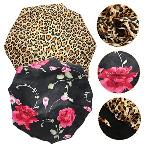 VINTORKY 2 Stück Satin Haarhaube Verstellbare Schlafmütze für Damen Hautfreundliche Satin Kopfbedeckung für Haarschutz Bequem und Dehnbar von VINTORKY