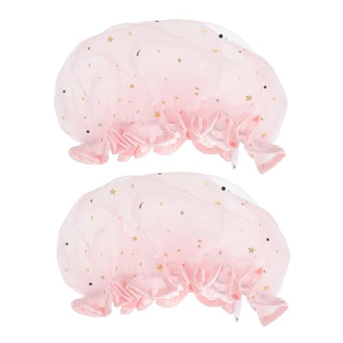 VINTORKY 2 Stücke Duschhauben Satin Badehauben für Damen und Herren Einheitsgröße mit Gummiband für Lange und Kurze Haare für Bad Spa und Reisen von VINTORKY