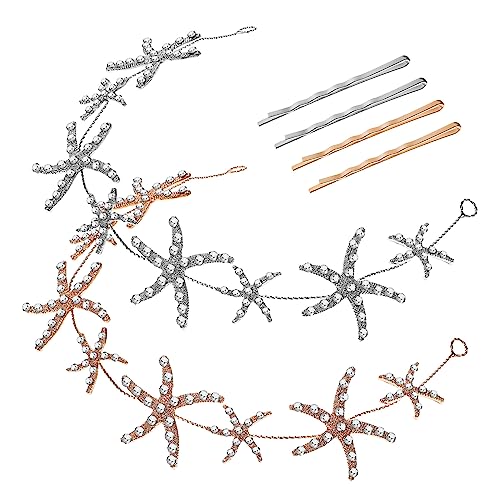 VINTORKY 2stücke Damen Stirnband Mit Strasssteinen Und Meerestier-motiven Braut Haarreif Für Verschiedene Frisuren Kopfschmuck Mit Haarnadeln Für Hochzeiten Und Partys von VINTORKY