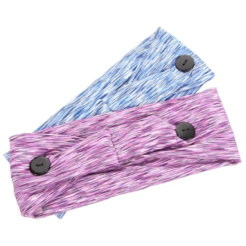 VINTORKY 2 Stück Teiliges Sportliches Damen Haarband Elastisch Atmungsaktiv Breites Stirnband Schweißband Yoga Fitness Geeignet Bunt Schwarz Rosa von VINTORKY