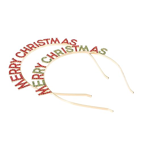 VINTORKY 2st S Weihnachtsstirnband Weihnachtshaarreif Requisiten Für Festival-kopfbedeckungen Weihnachtsstirnbänder Für Mädchen Urlaub Haarreifen Legierung Frohe Weihnachten Kind Kristall von VINTORKY
