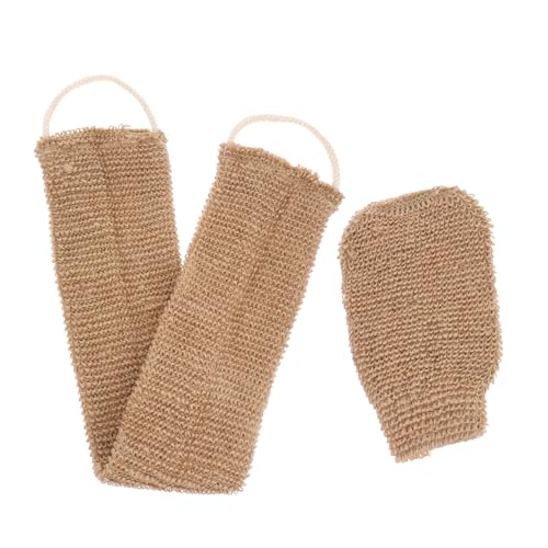 VINTORKY 2 Stücke Ramie Jute Bad Handschuh Wäscher Peeling Rückenschrubber für Körperpflege Geeignet für Männer und Frauen mit Langer Griff zur Gründlichen von VINTORKY