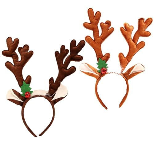 VINTORKY 2stücke Weihnachts Rentier Geweih Haarband Cartoon Kopfband Für Junge Mädchen Und Erwachsene Für Festlichkeiten Und Partys Tiefbraun Und Kaffeegrün von VINTORKY