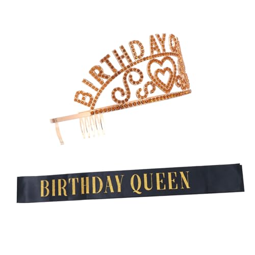 VINTORKY 2 Teile/satz Satin Komfortable Geburtstag Dekorationen Party Strass Stirnband Brief Druck Schärpe von VINTORKY
