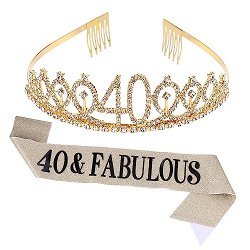 VINTORKY Goldene Schärpe Und Krone Zum 40 Geburtstag Eleganter Etikette-gürtel Feier von VINTORKY