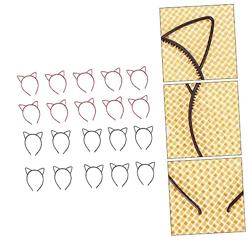 VINTORKY 20 Stück Cat Ears Haarreifen Kreative Katzenohren Haarschmuck für Feste Partys und Kostüme Geeignet für Erwachsene Schwarz und Rot von VINTORKY