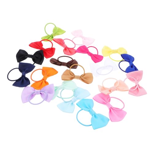 VINTORKY 20 Stück Einfarbige Haargummis mit Schleifen für Mädchen Bunte Haaraccessoires für Ponytails für Partys und Festliche Anlässe von VINTORKY