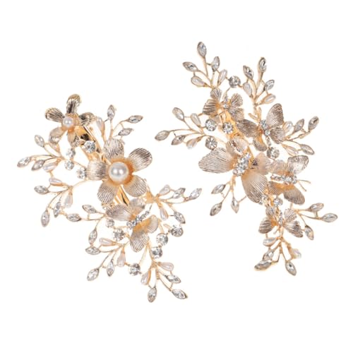 VINTORKY 2stücke Braut Haarschmuck Mit Rhinestone Elegante Haarspangen Für Hochzeiten Blumen Und Schmetterlingsdesign Goldfarbene Haarclips Für Bräute Und Brautjungfern von VINTORKY