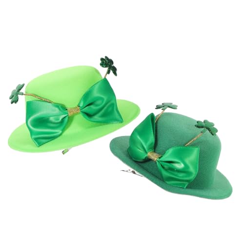 VINTORKY 2St Klee Kopfschmuck St. Patricks Day Hut Fascinator-Hüte für Damen Haar Klammern Haarschmuck Minihüte für Damen Minihut für Damen Charme Yingschi Kleidung Haarnadel Fräulein Eisen von VINTORKY