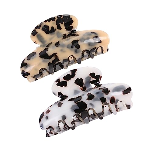 VINTORKY 2Stücke Acryl Haarklammern Im Marmor Design Große Haarspangen Für Damen Und Stylisches Haarschmuck Zubehör Beige Und Weiß Für Haartypen Und Stile von VINTORKY