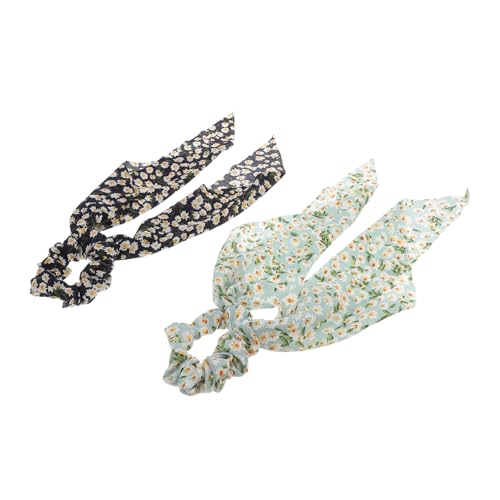 VINTORKY 2stücke Bedruckter Haargummi-schal Chiffon-haarringe Langes Haarseil Haargummi Für Frauen Und Dame Für Pferdeschwanzhalter Und Tägliche Nutzung von VINTORKY