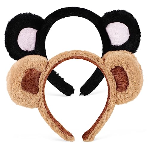 VINTORKY 2 Stück Bären-stirnband Mit Bärenohren Stirnband Für Erwachsene Cosplay Flauschige Tierhaarbänder 3d-bären-dekorationen von VINTORKY