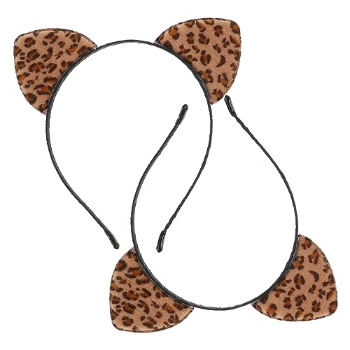 VINTORKY 2stücke Leopard Katzenohr Haarreif Party Kopfschmuck Für Erwachsene Für Karneval Halloween Und Cosplay Modisches Haarband Mit Einzigartigem Leopardenprint von VINTORKY