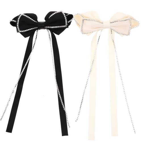 VINTORKY Haarspangen Mit Strass-schleife Haarschleifen Für Damen Haar-accessoires Für Damen Elegante Schleifenclips Federclip von VINTORKY