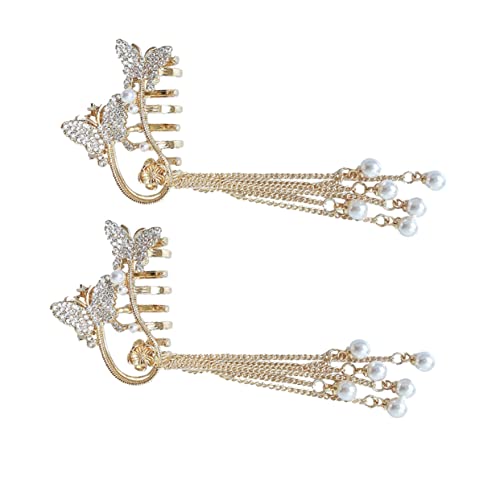 VINTORKY 2stücke Schmetterlings Haarklammer Mit Quaste Elegante Haarclips Für Frauen Und Mädchen Für Besondere Anlässe Und Alltag Zeitloser Haarschmuck Für Verschiedene Outfits von VINTORKY