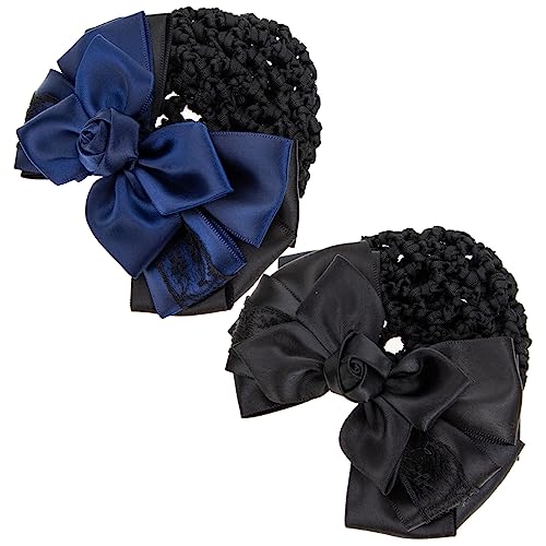 VINTORKY 2stücke Haarknoten-abdeckclip Net Haarnetz Für Frauen Mit Schleifen-verzierung Haar Brötchen Abdeckung Clip Barrette Haarnadel von VINTORKY
