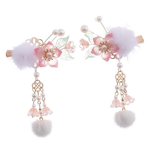 VINTORKY 2stücke Haarspangen Mit Perlen Und Quaste Blumenform Haarnadeln Chinesischen Stils Für Frauen Mädchen Haaraccessoires Zum Und Dekorieren von VINTORKY