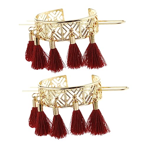 VINTORKY 2stücke Hohl Haarstab Quaste Haarnadel Retro Chignon Pin Frauen Haar Ornament Legierung Material Fein Poliert Design von VINTORKY