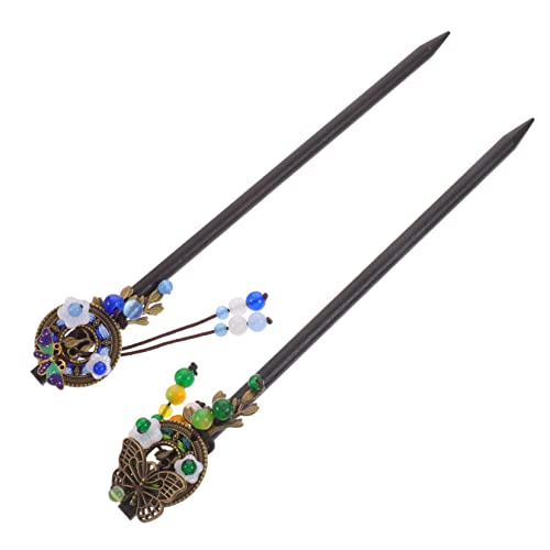VINTORKY 2stücke Vintage Haarnadeln Haarschmuck Mit Quasten Und Blumen Für Damen Elegante Haarstäbe Für Langes Haar Für Hochzeiten Partys Und Alltägliche Frisuren von VINTORKY