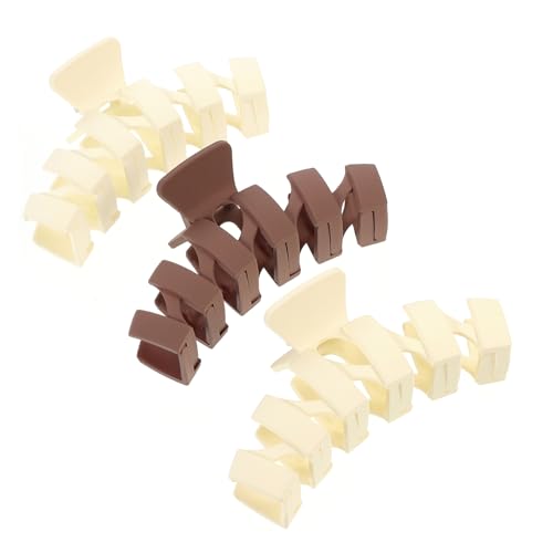 VINTORKY 3 Stück Großes Haarklammer für Damen Teilig Beige Braun Rutschfeste Haarspangen mit Zähnen für Dünnes Dickes Haar Stylisches Haarschmuck Zubehör für von VINTORKY