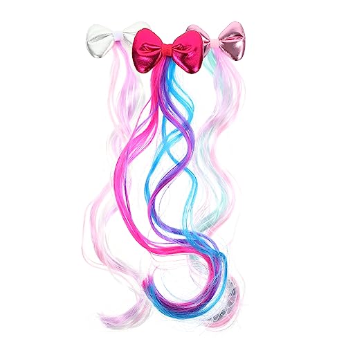 VINTORKY 3stücke Teiliges Haarverlängerungen Für Mädchen Bunte Haarschleifen Clips Für Geburtstagsfeiern Und Cosplay Einfache -frisuren Strapazierfähig Und Farbenfroh von VINTORKY