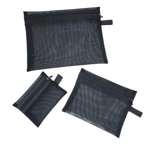 VINTORKY 3stücke Teiliges Mesh-kosmetikset Für Damen Tragbare Reißverschlusstasche Große Kapazität Für Reisen Für Make-up Toilettenartikel Und Accessoires von VINTORKY