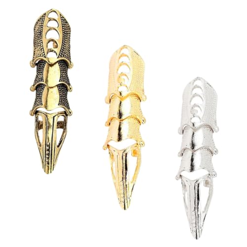 VINTORKY 3 Stück Teiliges Metall Fingernagel Klaue Ringe Hollow Out Design Legierung Cosplay Tanz Schmuck für Frauen Halloween Kostüm Party von VINTORKY