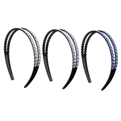 VINTORKY 3 Stück Teiliges Modisches Haarband mit Strass und Rutschfesten Zähnen Haarschmuck für Damen für Partys und Alltag in Weiß und Blau Erhältlich von VINTORKY