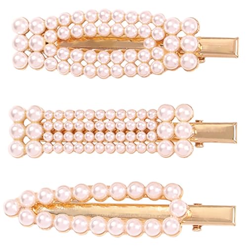 VINTORKY 3 Stück Teiliges Set Perlen Haarspangen mit Geometrischem Design für Partys Hochzeiten und Alltag Langlebig und Haarschmuck für Damen von VINTORKY