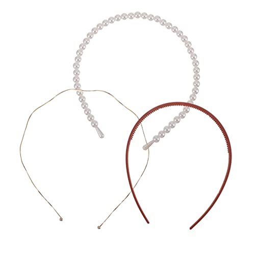 VINTORKY 3 Stück Teiliges Set Wellenförmiger Haarreif mit Faux Perlen Haarschmuck für Damen für Hochzeiten Partys und Alltag von VINTORKY