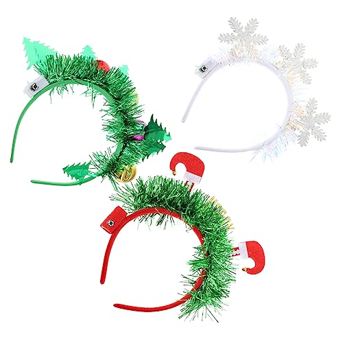 VINTORKY 3 Stück Weihnachts-Stirnband-Haarschmuck Für Weißes Haar Kunsthandwerk Schneeflocken-Kopfbedeckungen Weihnachts-Cosplay-Haarband Weihnachtskostüm-Kopfschmuck Haarreifen von VINTORKY